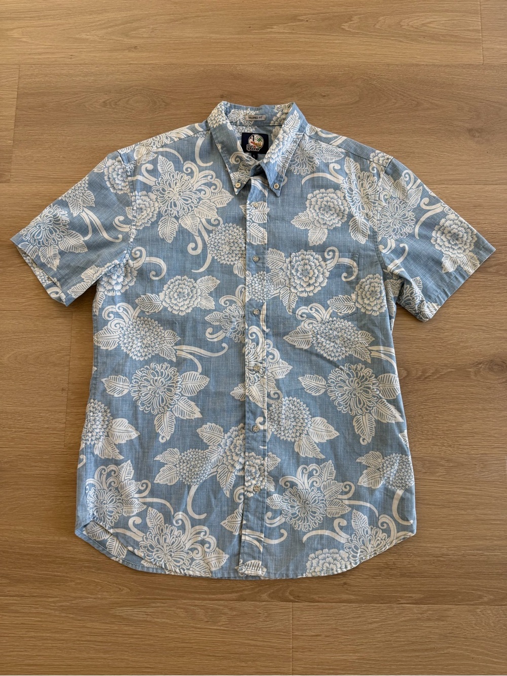 REYN SPOONER Blue Floral Short Sleeve Shirt Button Up